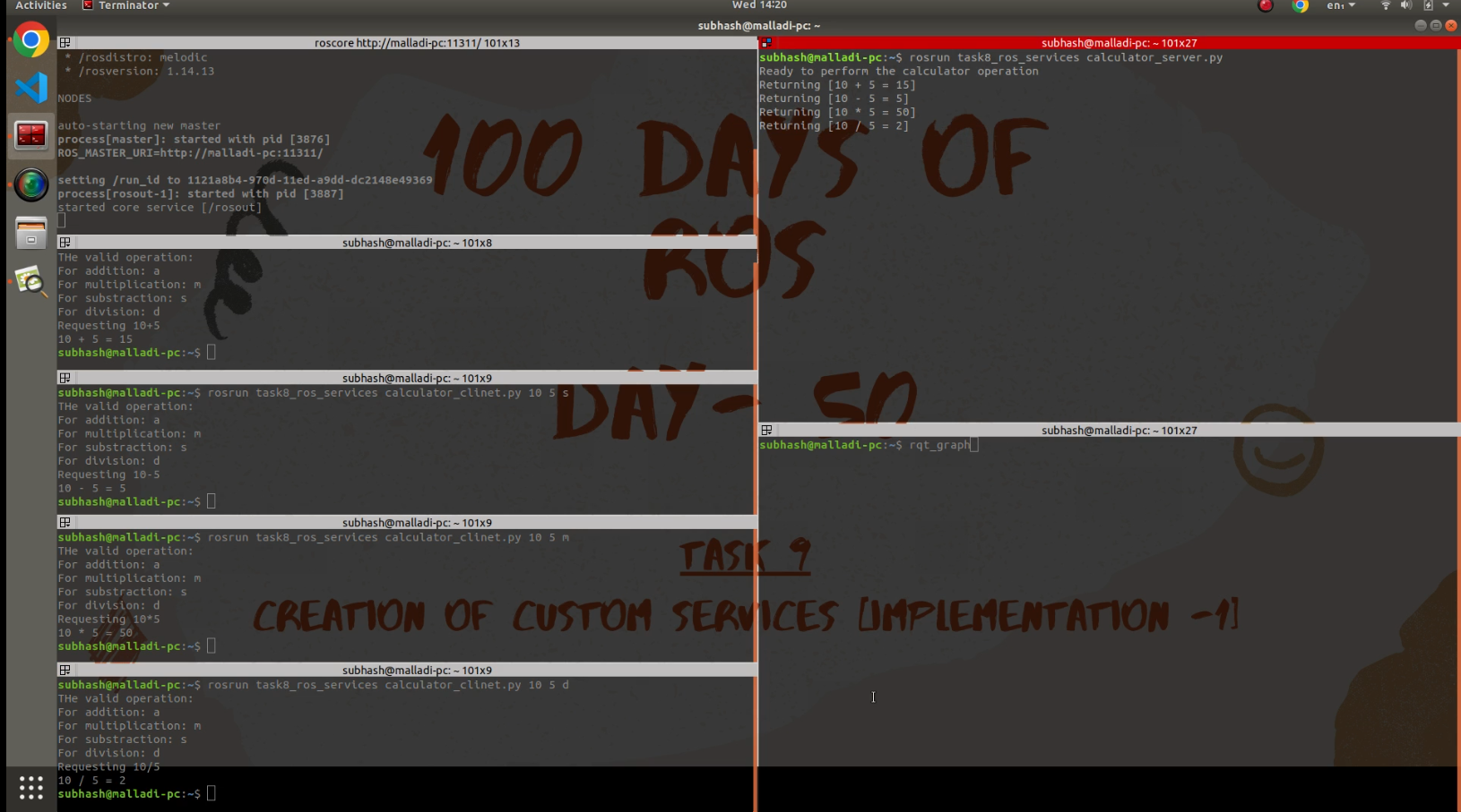 Terminal output from ROS service calls